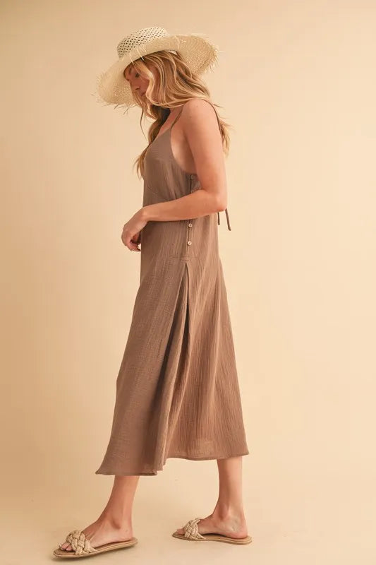 Aemi+Co Side Button Midi Cami Dress