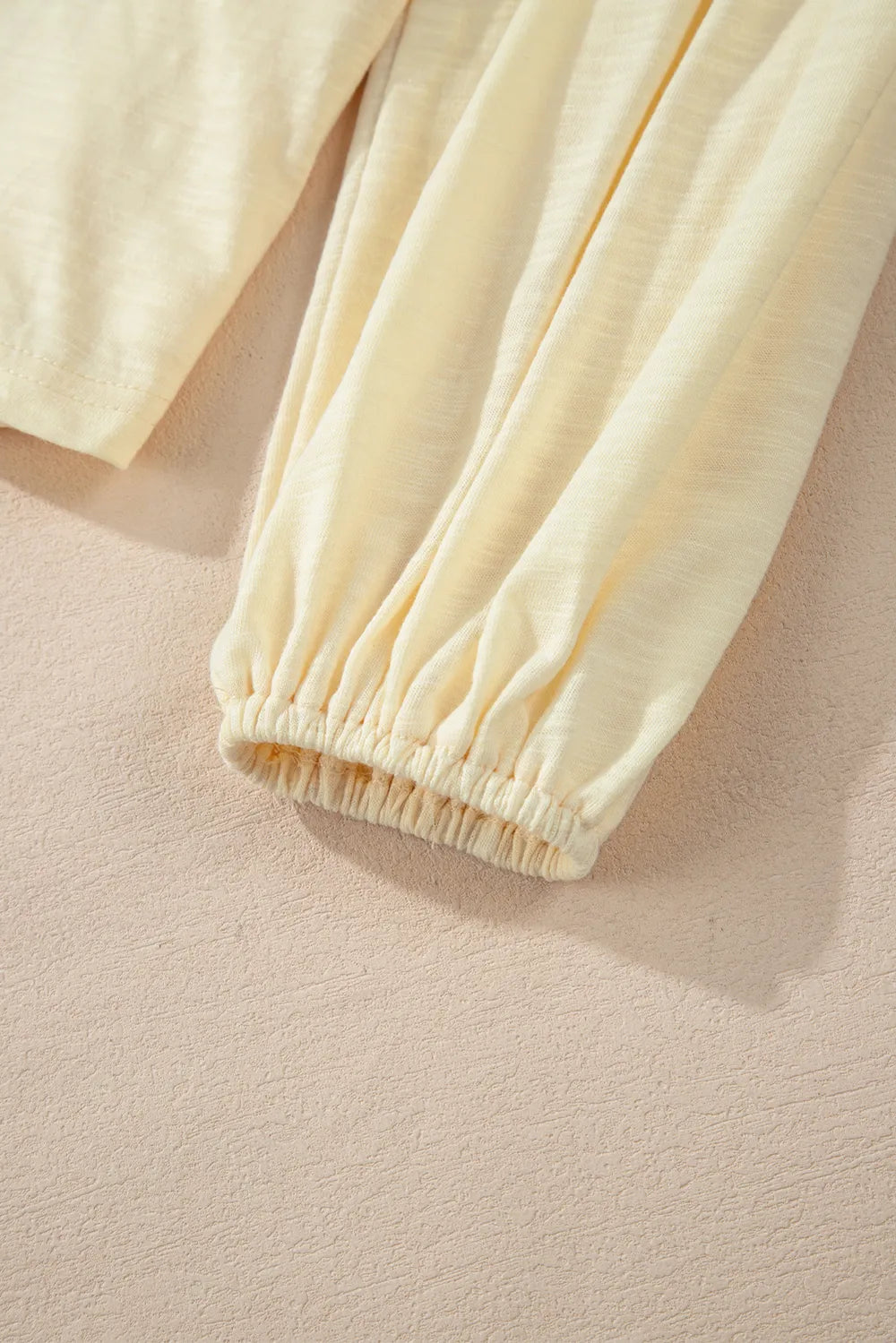 Embroidered Butter Notched Long Sleeve Blouse