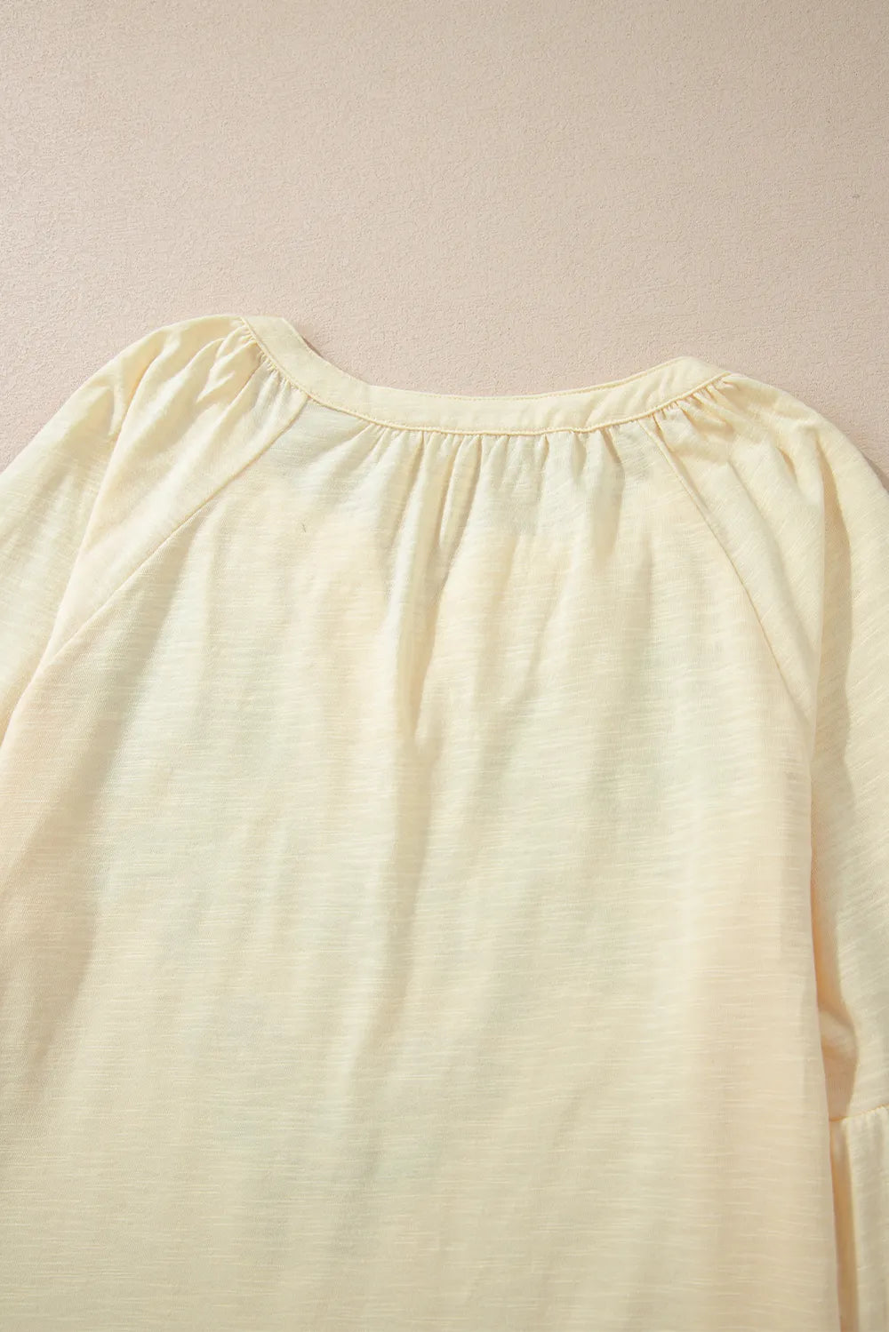 Embroidered Butter Notched Long Sleeve Blouse