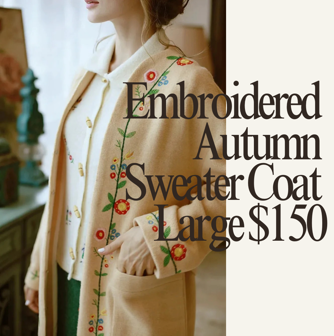 Embroidered Autumn Sweater Coat
