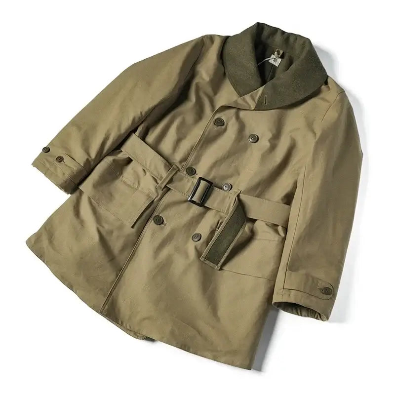 Rugged Bronson 1938 Mackinaw Coat with Woolen Lining Winter Heavy-Duty Men's Parka in khaki color