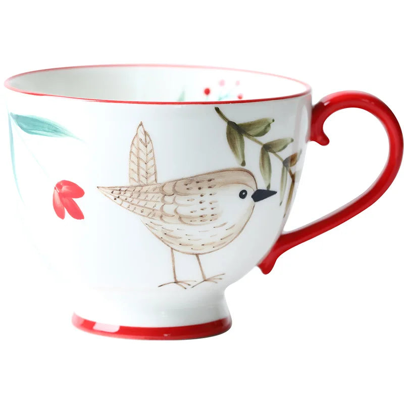 Autumn Nordic Ceramic Coffee Mugs, Hand-Painted
