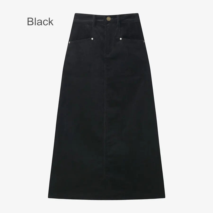Christi Stretchy Corduroy Pocket Cotton Skirt and Turtleneck Set