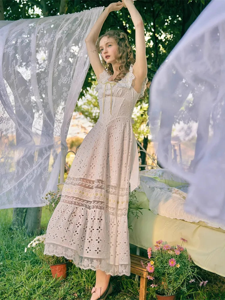 Whimsy Embroidered Cotton Lace Dress