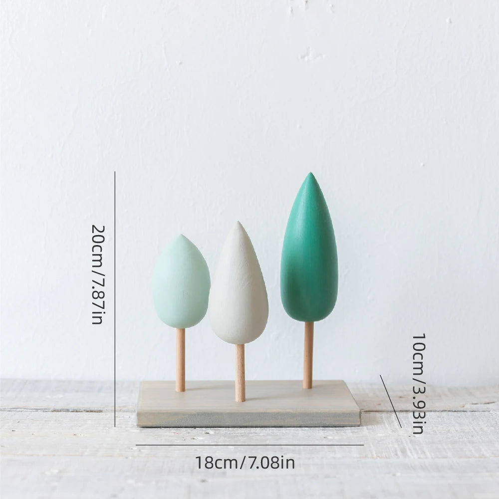 Nordic Adorable Home Scene, 4Pcs Small Wooden House Miniature Set