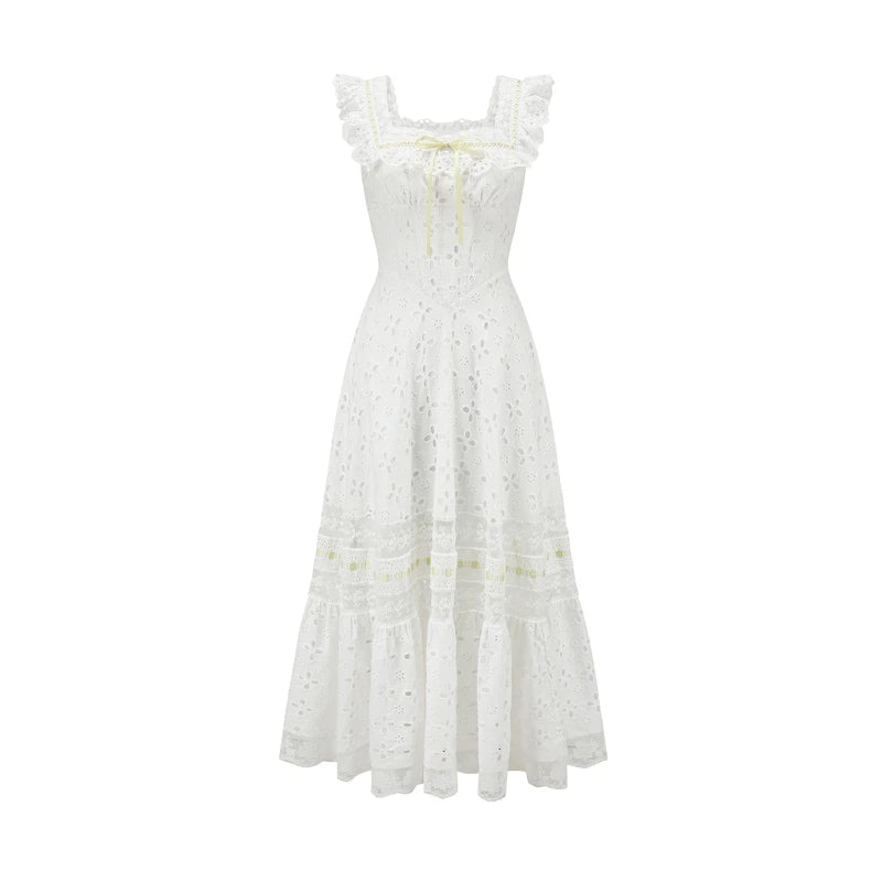 Whimsy Embroidered Cotton Lace Dress