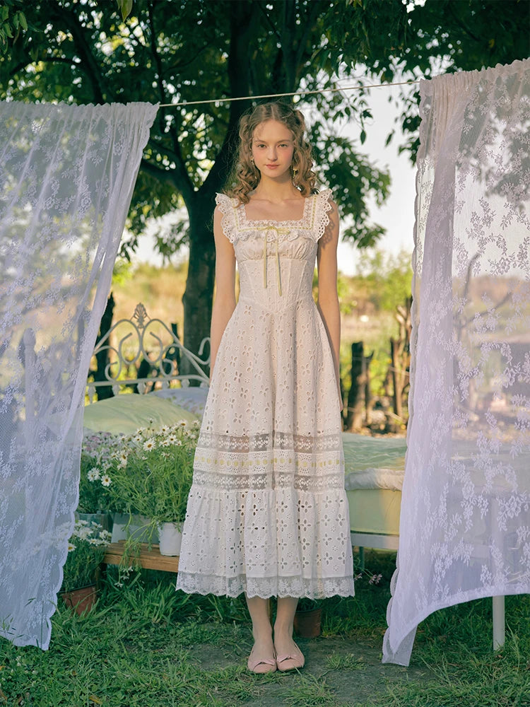 Whimsy Embroidered Cotton Lace Dress