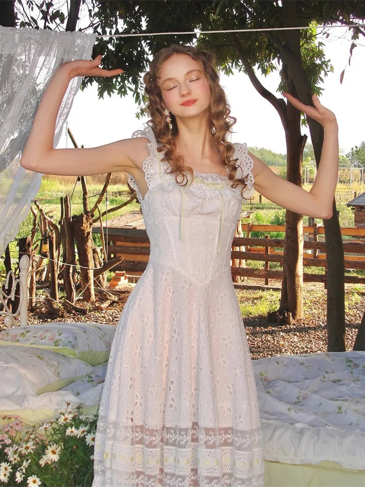 Whimsy Embroidered Cotton Lace Dress