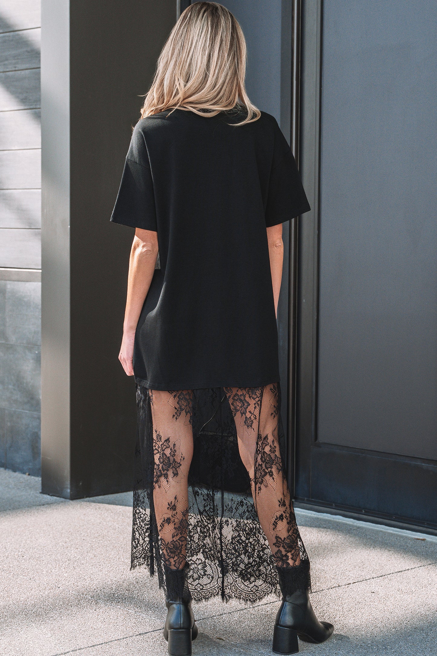 White Floral Patchwork Short Sleeve T Shirt Loose Maxi Dress