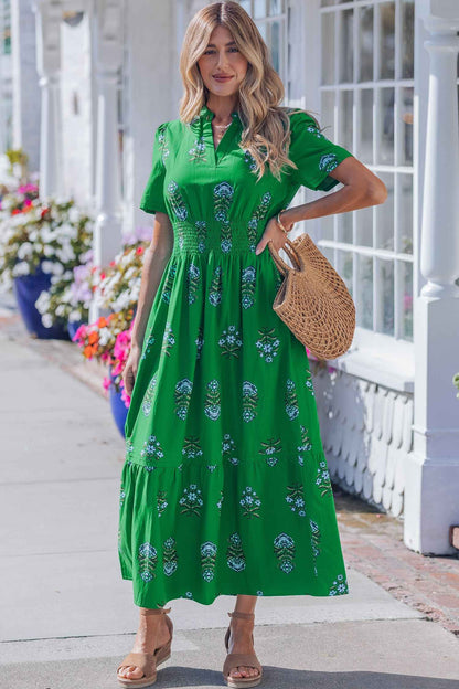 shirred thigh high split maxi dress in pastel green Shirred Thigh High Split Maxi Dress in Pastel Green