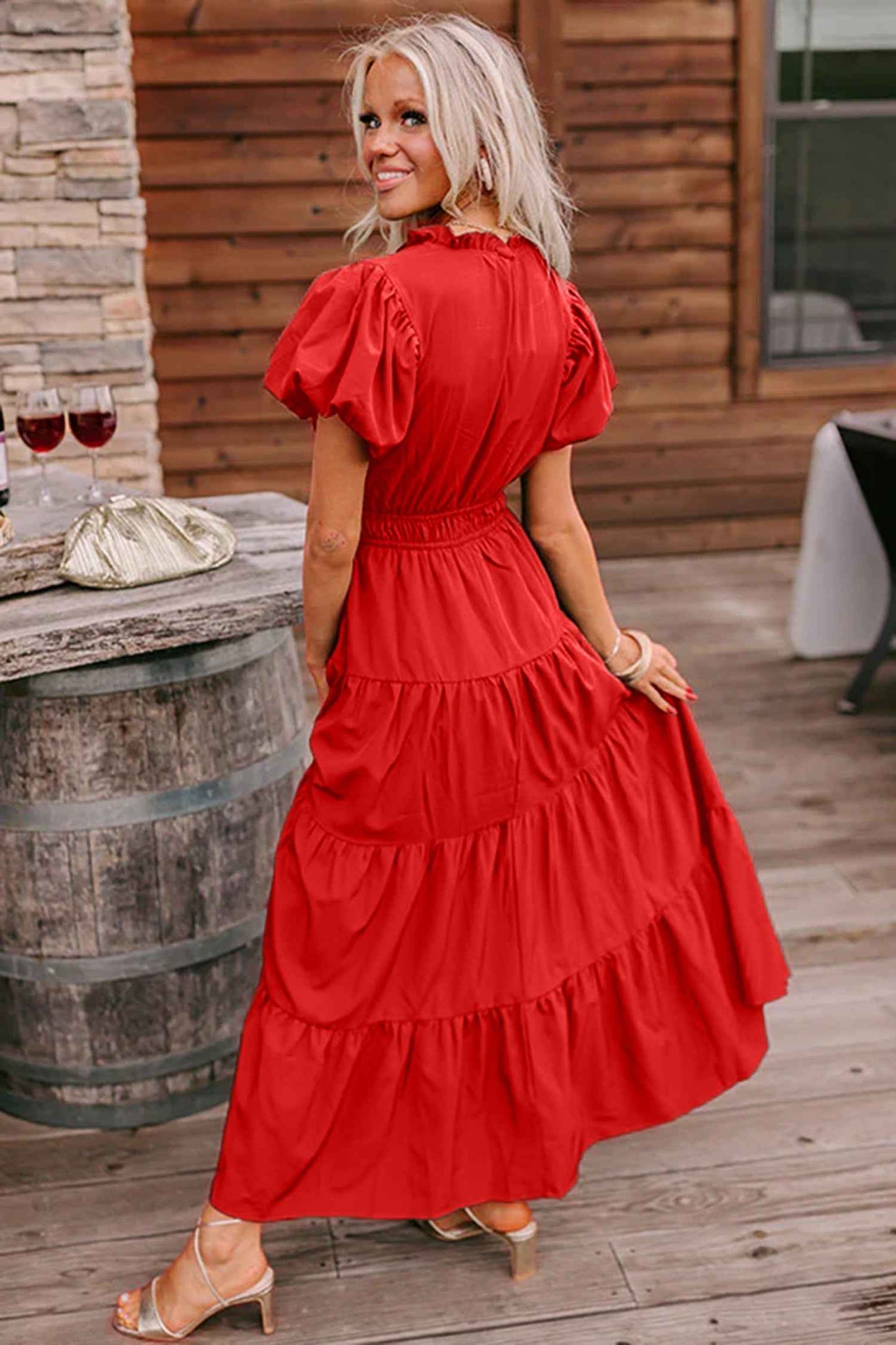 short puff sleeve maxi dress Sample Floral Smocked Short Puff Sleeve Maxi Dress