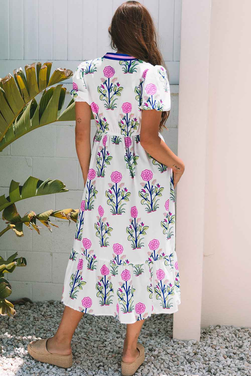 short sleeve white floral maxi dress LIZALIG Women's Summer Floral Maxi Dress 2025 Casual Square Neck Puff Short Sleeve Boho Midi Dresses at Amazon Women's Clothing store