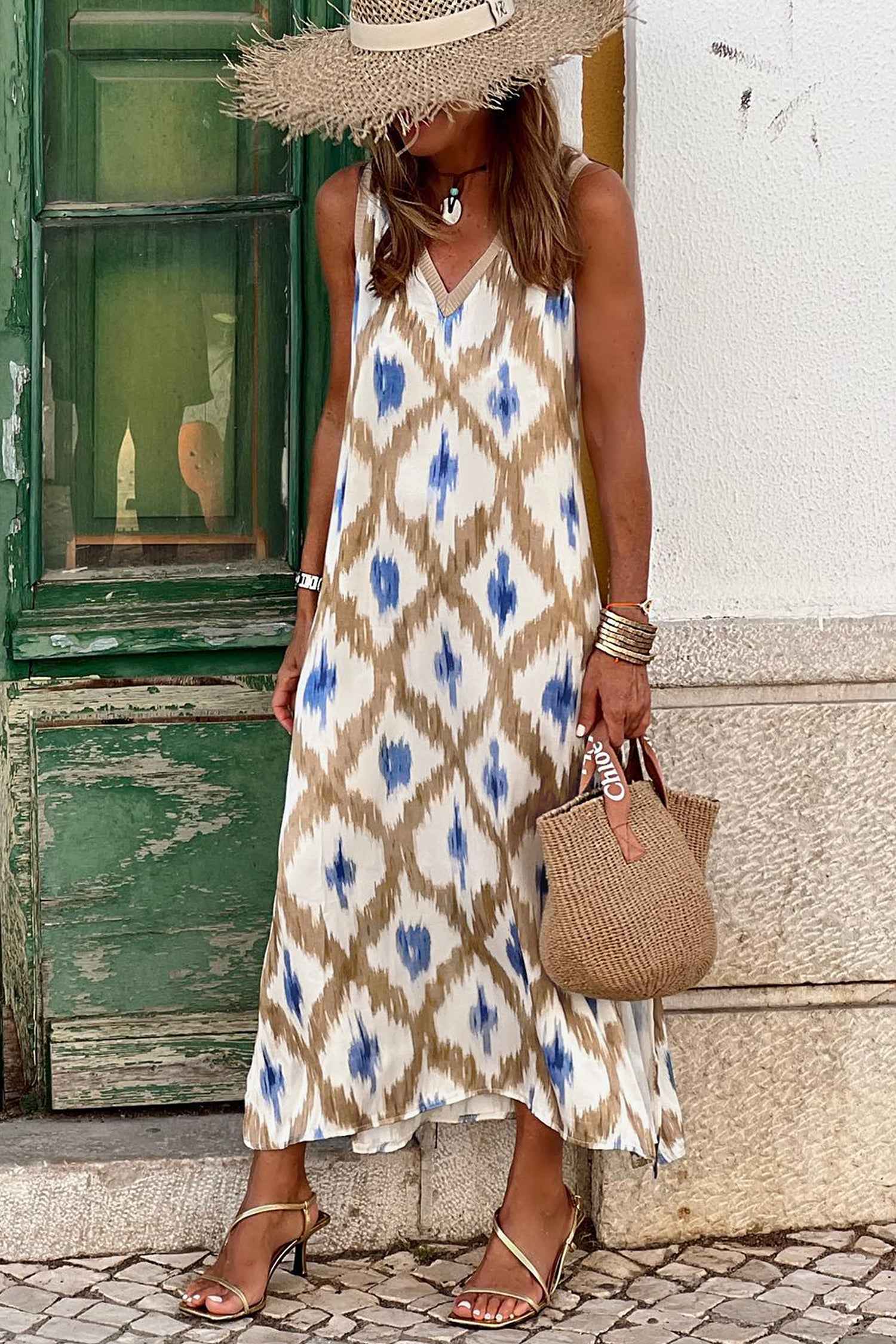sleeveless bohemian dress Bohemian Halter Maxi Dress