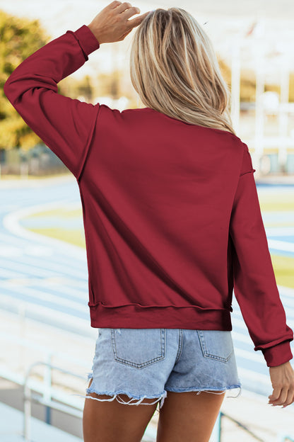 Dark Blue Oversize Drop Shoulder Reversible Mock Neck Sweatshirt
