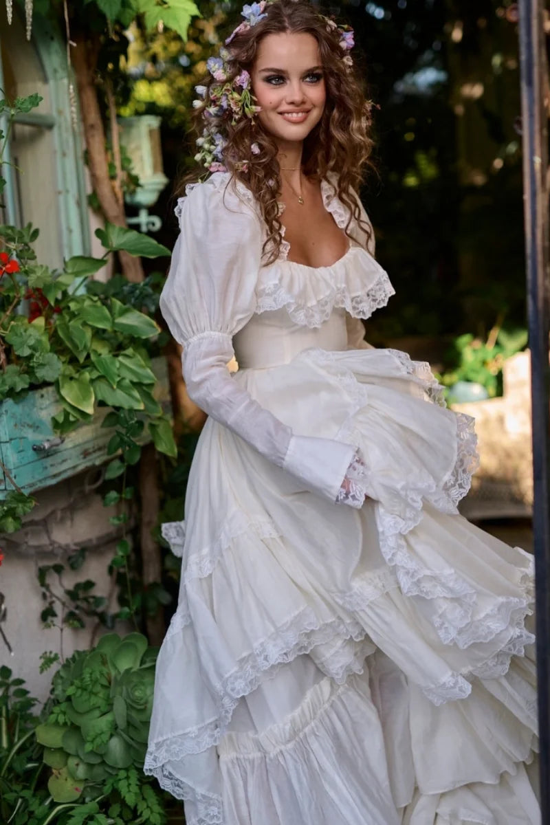 Jessica White Evening Dresses Princess Lace Long Sleeve Customized