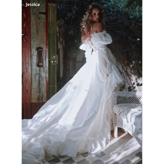 Jessica White Evening Dresses Princess Lace Long Sleeve Customized