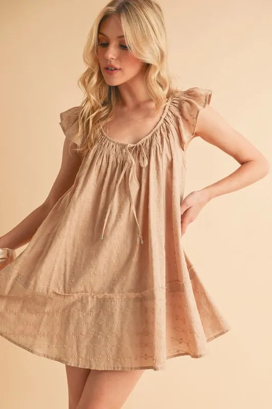 Aemi+Co Ruffled Cap Sleeve Cotton Tunic Mini Dress
