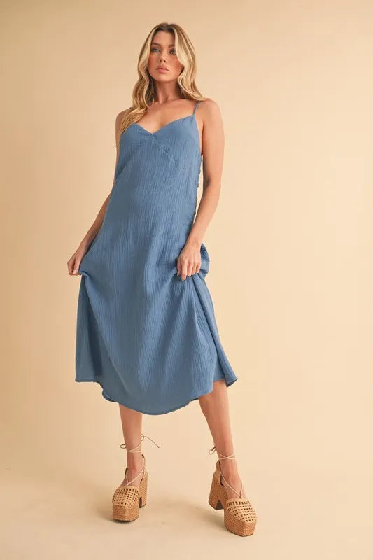 Aemi+Co Side Button Midi Cami Dress