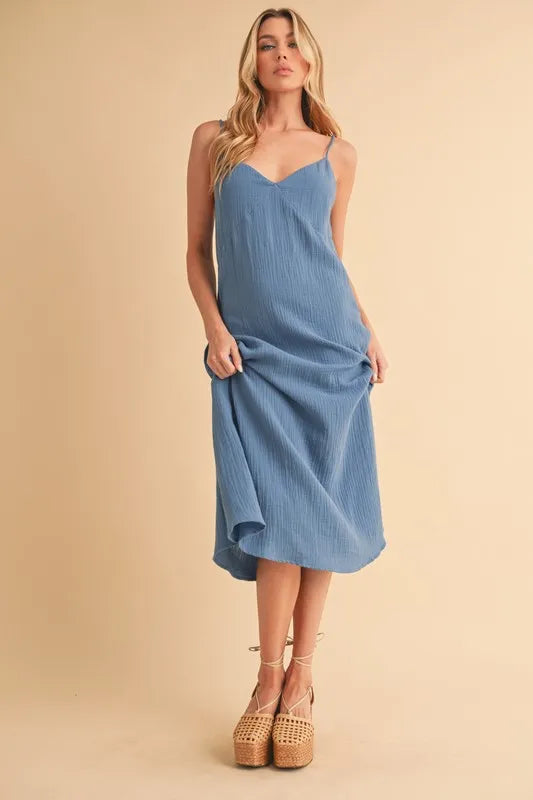 Aemi+Co Side Button Midi Cami Dress