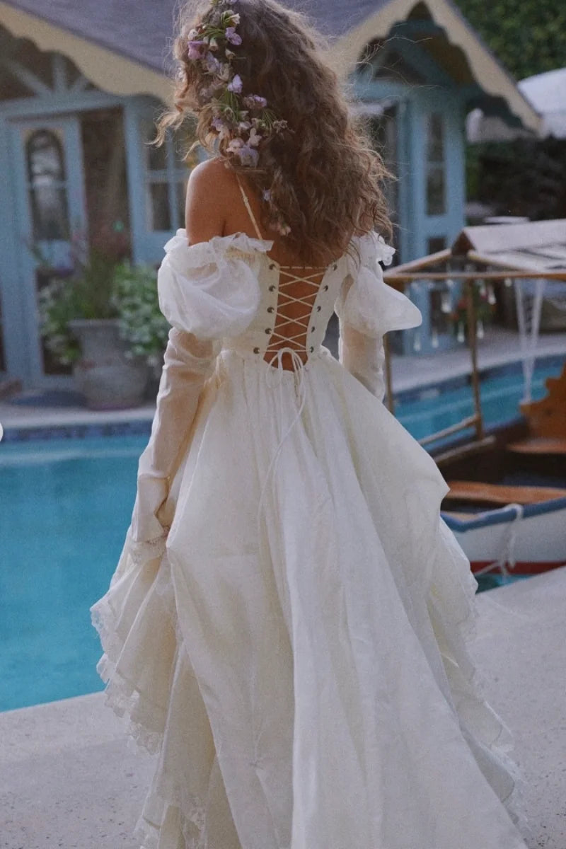 Jessica White Evening Dresses Princess Lace Long Sleeve Customized