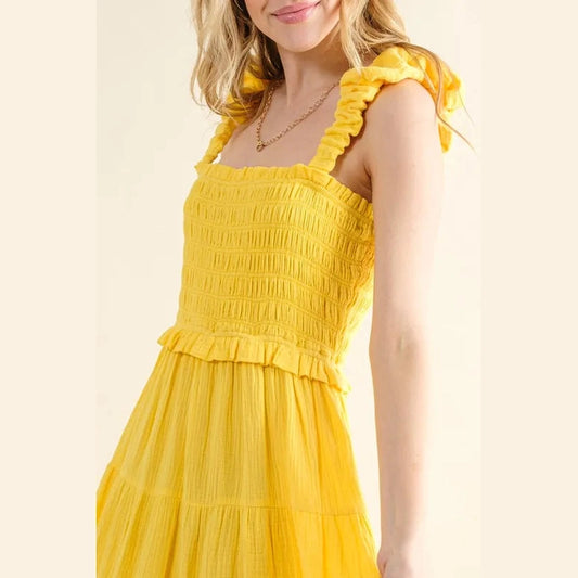 And The Why Ruched Shoulder Strap Detail Midi Dress