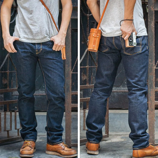 Red Tornado Slim Fit Men's Heavy Jeans Denim Pants Blue Onewash