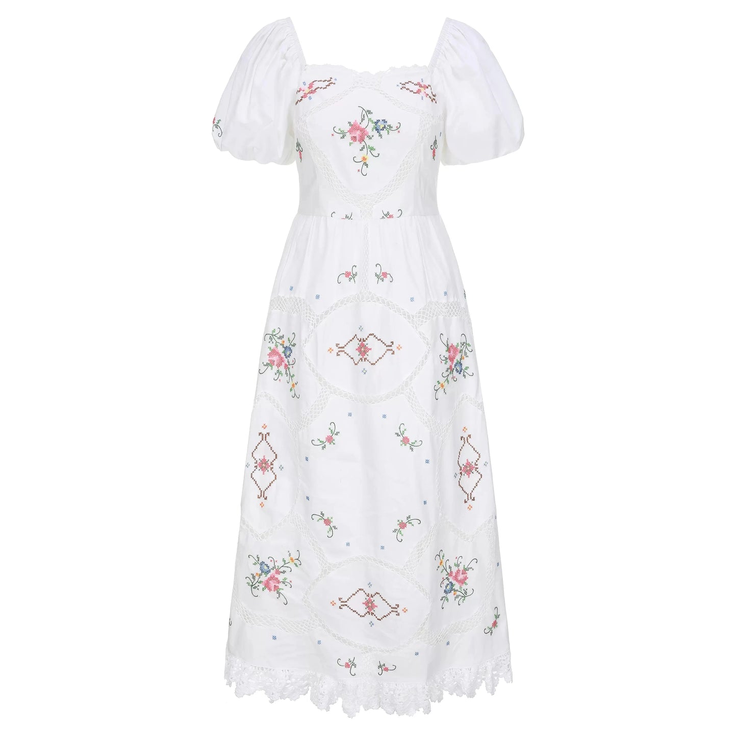 Heirloom Genevieve, French Vintage Handmade Embroidered White Cotton Dress - Mod Yours