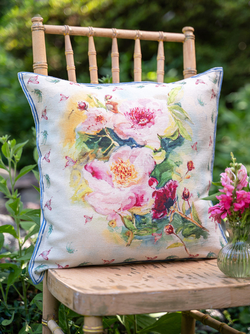 Peony Hummingbird Watercolor 17" Cushion Cover - Mod Yours