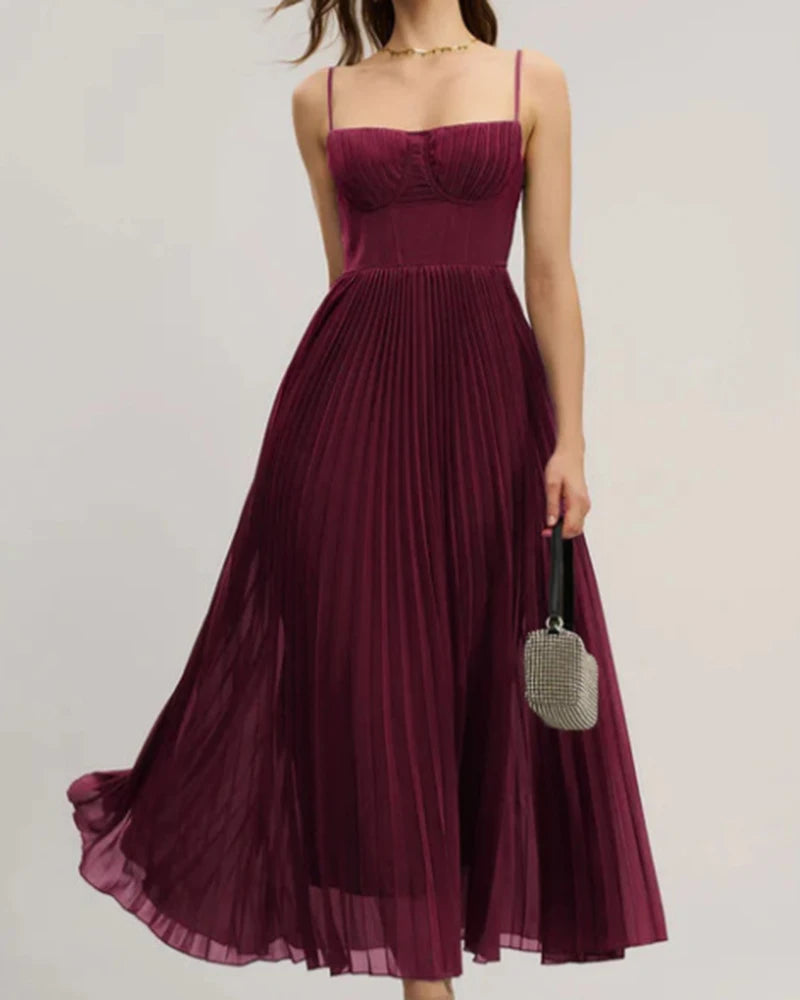 Runway Rogue, Backless Dress, Girdling Pleat Long Dress Elegant Women Solid Tube Top