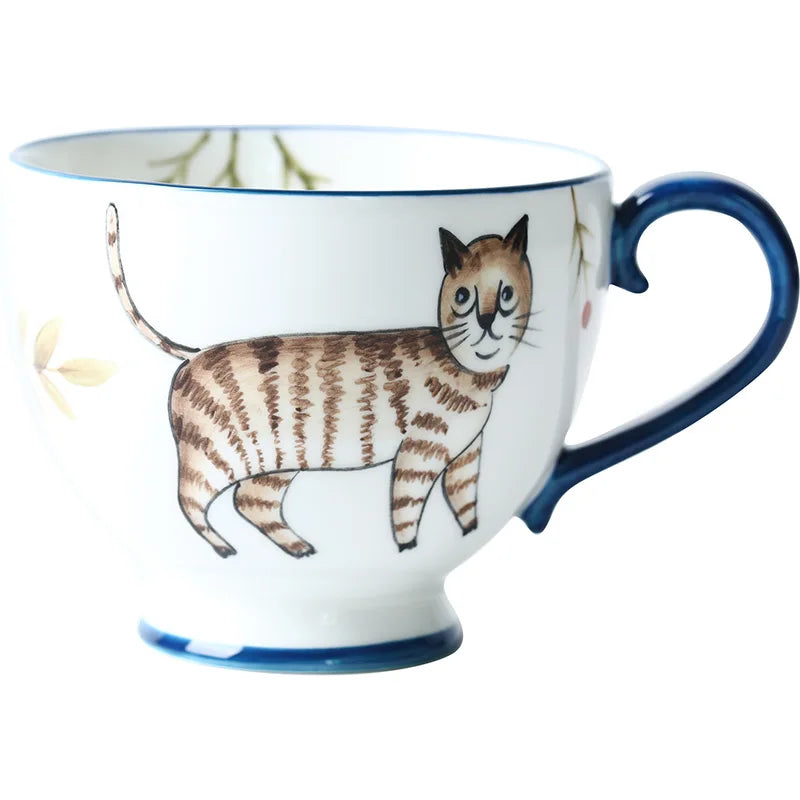 Autumn Nordic Ceramic Coffee Mugs, Hand-Painted