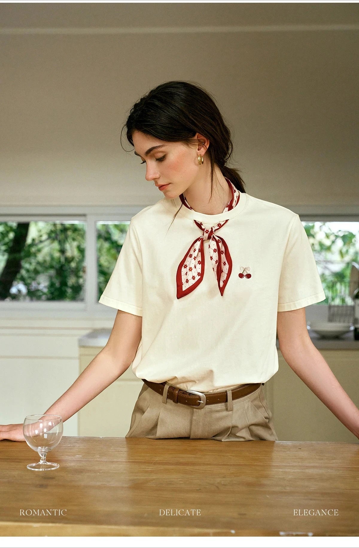 Apricot Tie Cherry Shirt Tee - Mod Yours