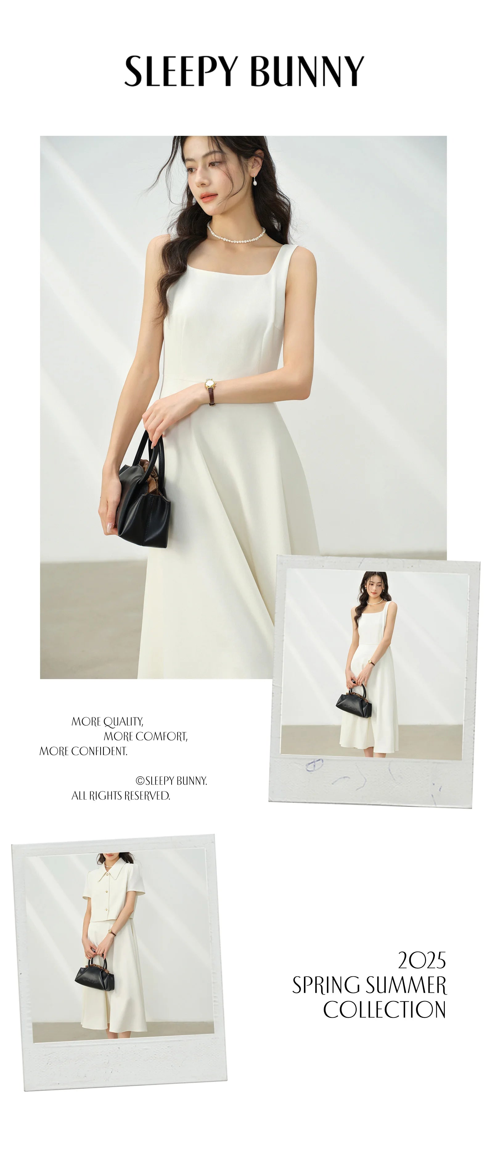 Elegant White Maxi Dress Square Neck Sleeveless Long Dress Summer Slim Fit Waist Dress for Petite Women Hepburn Style Fashion - Mod Yours