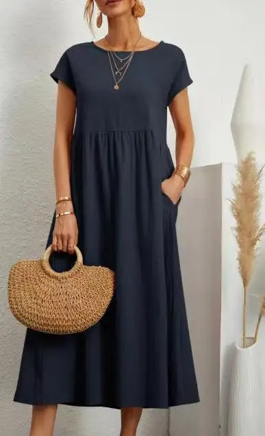 Bridgette Short Sleeve Cotton Pocket Dress - Mod Yours
