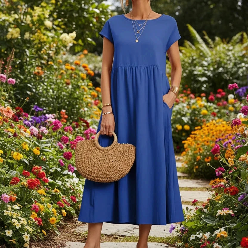 Bridgette Short Sleeve Cotton Pocket Dress - Mod Yours