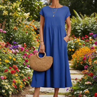 Bridgette Short Sleeve Cotton Pocket Dress - Mod Yours