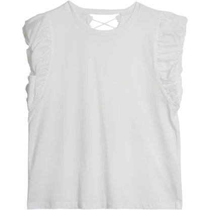 OLrain French Casual Crew Neck Short Sleeve T-Shirt Women 2026 Spring New Fashion Backless Cut Out Lace Trim Top O57XT99198 - Mod Yours