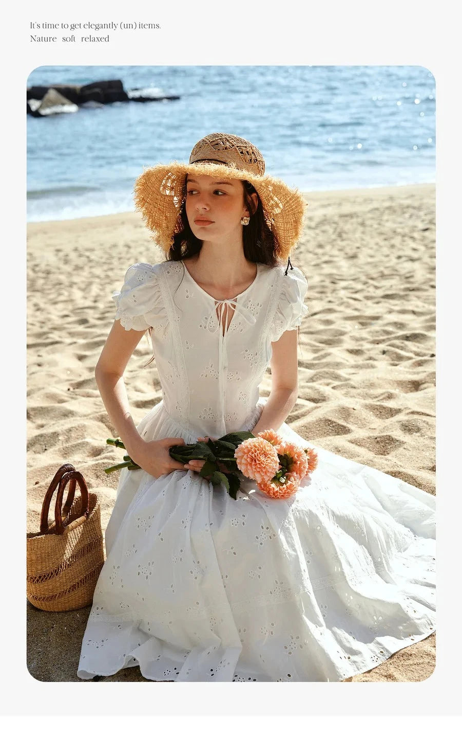 Sweet French White Midi Dress, Summer Embroidery Cotton - Mod Yours