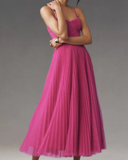 Runway Rogue, Backless Dress, Girdling Pleat Long Dress Elegant Women Solid Tube Top