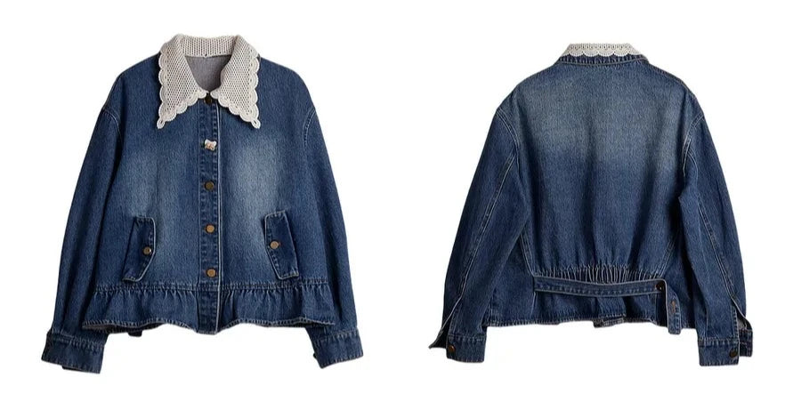 Prairie Chic Ruffled Button Denim Jacket - Mod Yours