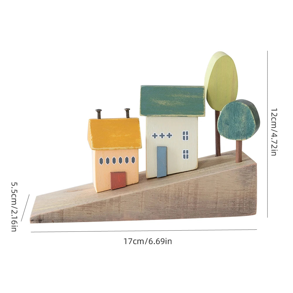 Nordic Adorable Home Scene, 4Pcs Small Wooden House Miniature Set