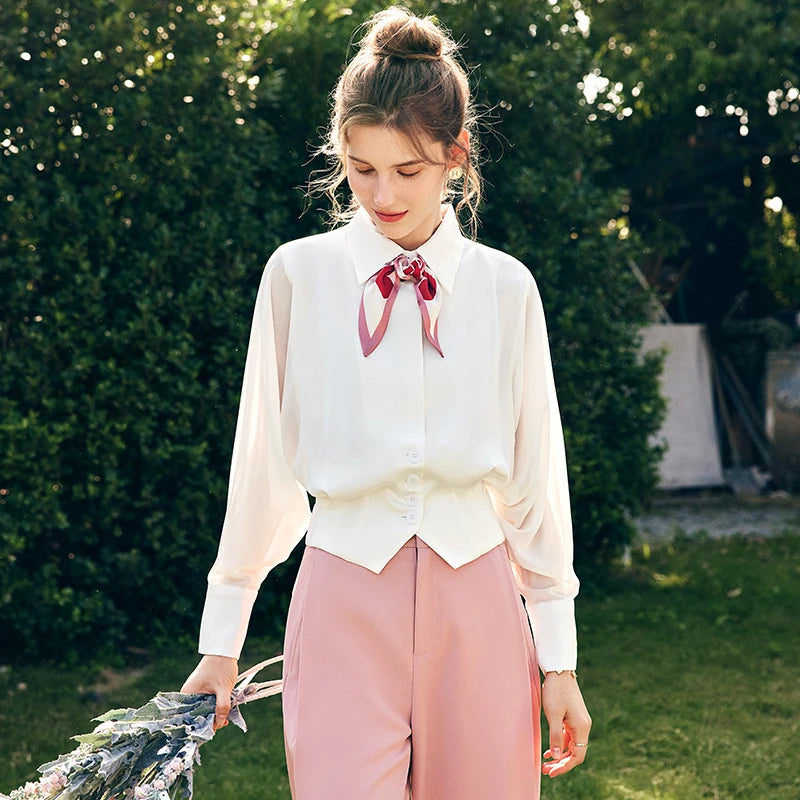 OLrain French Elegant Shirt Woman 2026 Autumn Single Breasted Long Sleeve Blouse Vintage Commute Female Clothing Tops O23CX69620 - Mod Yours