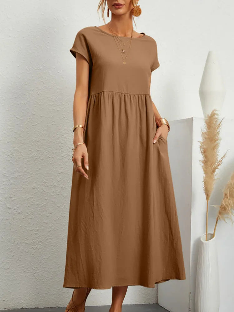 Bridgette Short Sleeve Cotton Pocket Dress - Mod Yours