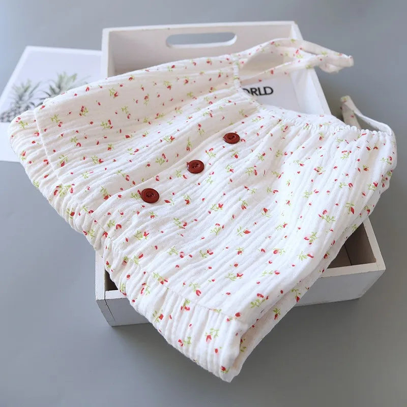 New Fashion Floral Print Long Nightgown Women's Nightgown pure cotton Lingerie Comfortable Summer Nightwear Casual Home Wear Hot