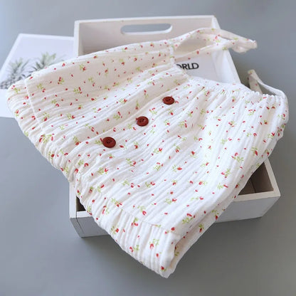 New Fashion Floral Print Long Nightgown Women's Nightgown pure cotton Lingerie Comfortable Summer Nightwear Casual Home Wear Hot
