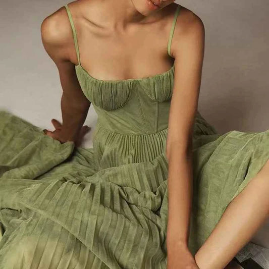 Runway Rogue, Backless Dress, Girdling Pleat Long Dress Elegant Women Solid Tube Top