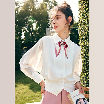 OLrain French Elegant Shirt Woman 2026 Autumn Single Breasted Long Sleeve Blouse Vintage Commute Female Clothing Tops O23CX69620 - Mod Yours