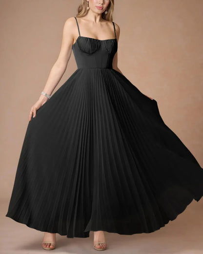 Runway Rogue, Backless Dress, Girdling Pleat Long Dress Elegant Women Solid Tube Top