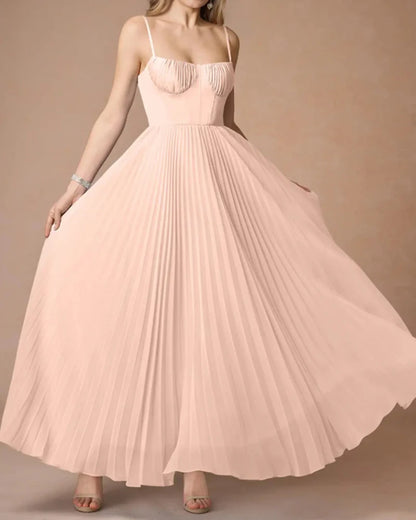 Runway Rogue, Backless Dress, Girdling Pleat Long Dress Elegant Women Solid Tube Top