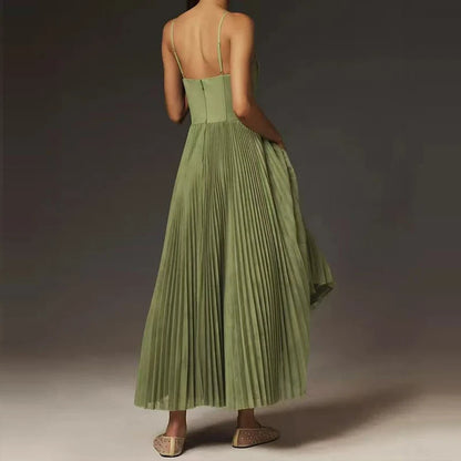 Runway Rogue, Backless Dress, Girdling Pleat Long Dress Elegant Women Solid Tube Top