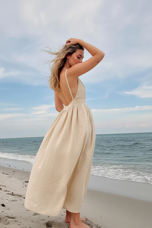 The Jenny Dress, Summer Sleeveless Backless Long Dresses Women, S-3XL, V-Neck